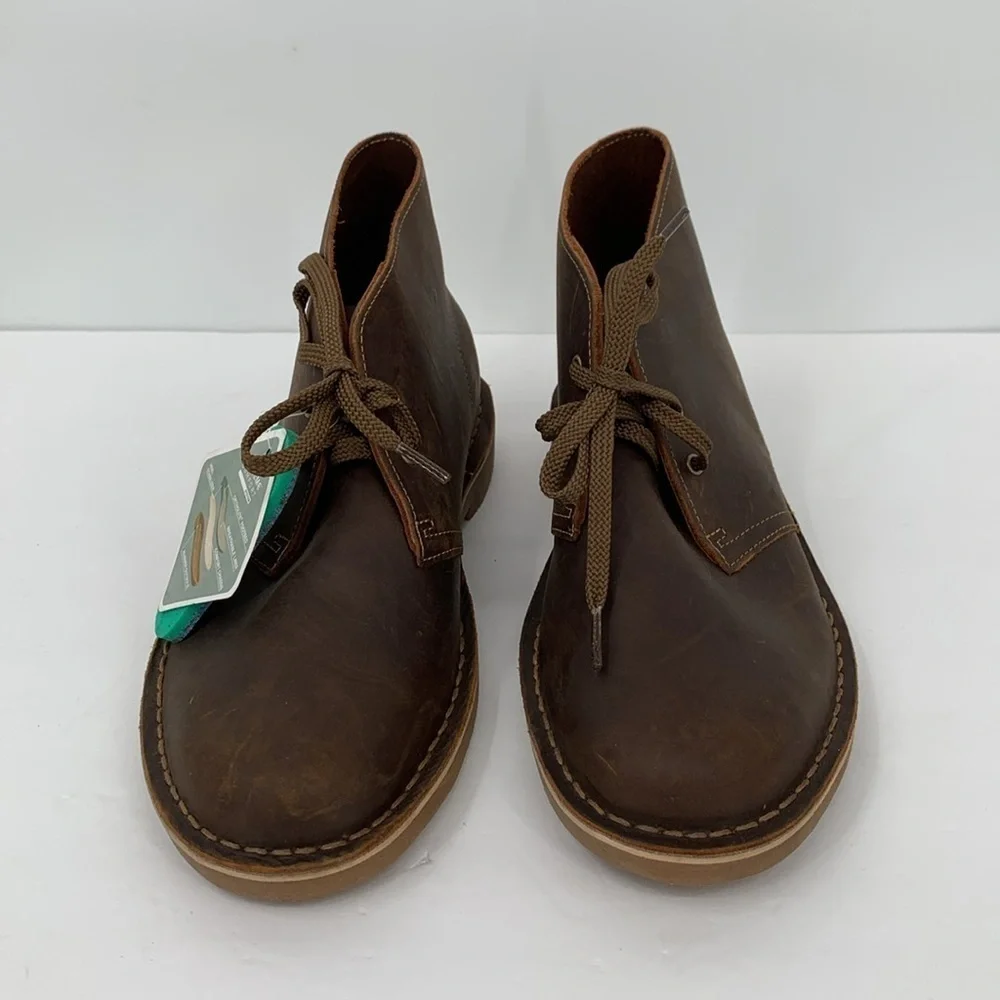 Clarks Bushacre Chukka ankle boot shoe oiled brown leather distressed men 8.5